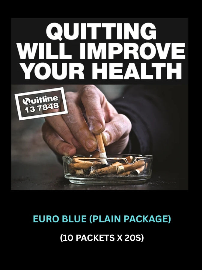 Euro Blue Plain Package Cigarettes 10 packets 20s Smokes Online Australia
